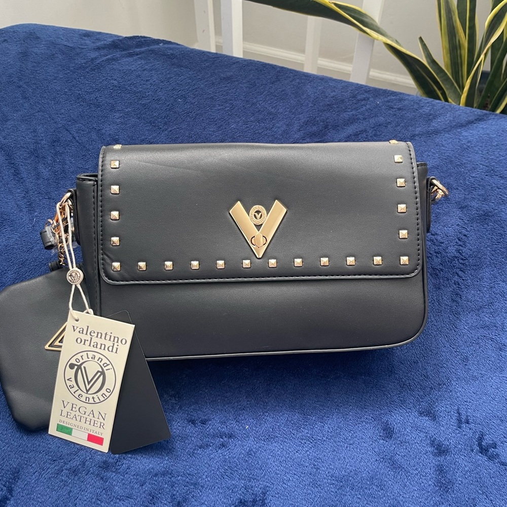 Valentino Orlandi Black Vegan Leather Bag NWT